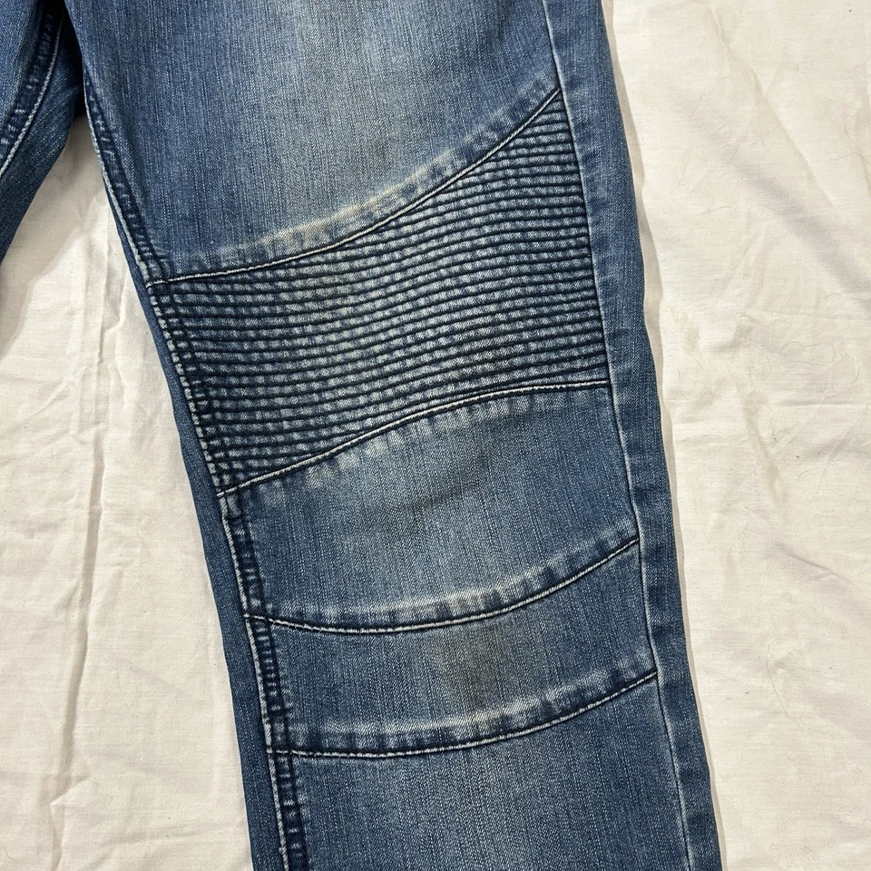 Pantalones de mezclilla para hombre Young and Reckless 34 Moto azul desgastado Foto 3 de 4