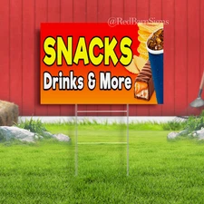 Snacks Drinks & More Indoor Outdoor Yard Sign with metal stakes