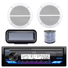 Marine Bluetooth Radio, 2x 6.5" Speakers, Radio Cover, 18 G 50 FT Speaker Wire