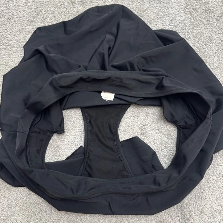 Traje de baño Merona falda de baño para mujer grande negra falda de tiro alto línea A verano Foto 3 de 4