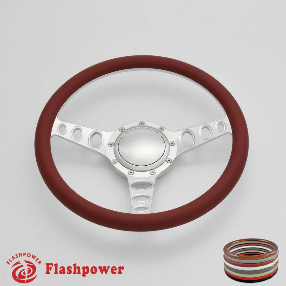 14" Billet Steering Wheel Black Half Wrap Chevrolet Monte Carlo Camaro w/ Horn - Image 3 of 4