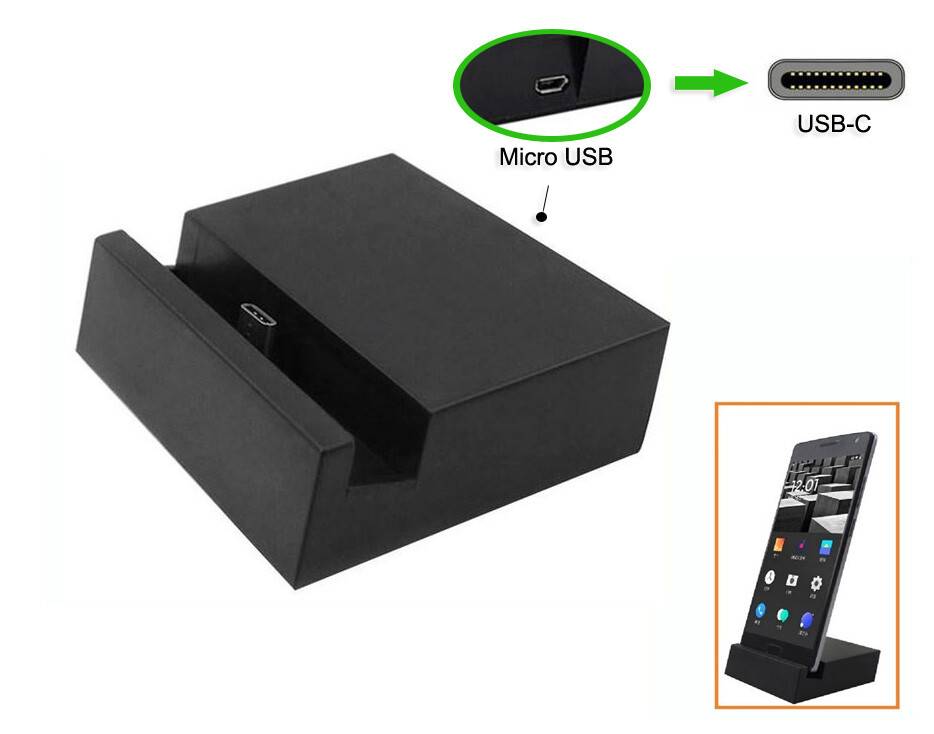 Micro USB to Type-C Dock Charging Desktop Cradle Station for