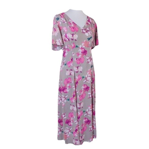 Entro Printed Smocked Ruffled Green Floral Dress Women's Size Large | eBay