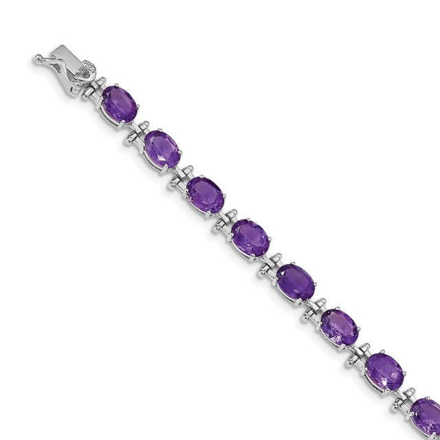 14k 14kt White Gold Amethyst Bracelet 5mm 7 inch eBay