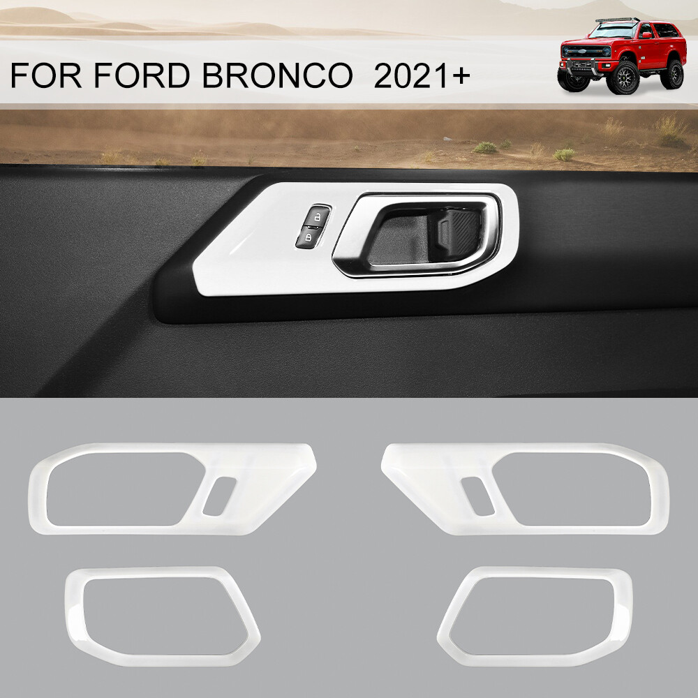 White 4x Interior Door Handle Bowl Trim Cover Accessories For Ford Bronco 2021+