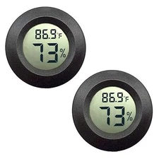 2 Pack Mini Digital Hygrometer Thermometer Gauge, Indoor Outdoor Black 