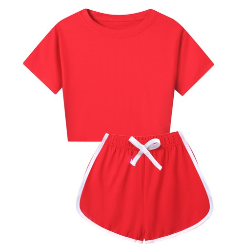 Kids Girls Outfits Side Slit Suit Sportswear Set 2 Piece Activewear Beachwear - Picture 4 of 47