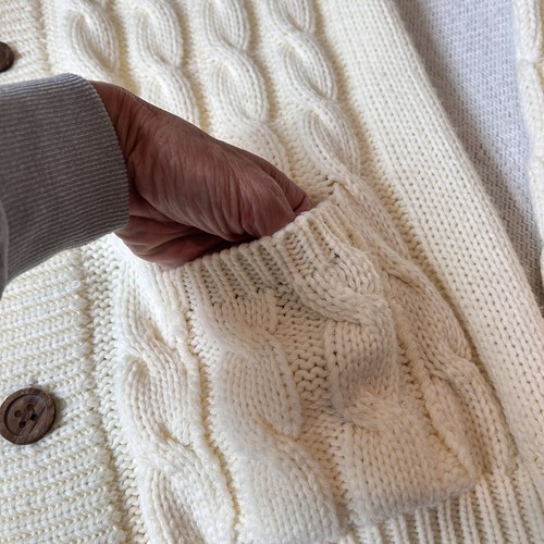 Vtg Sears King’s Road Men’s Fisherman Sweater XL Cable Knit Cardigan Button - Picture 6 of 9