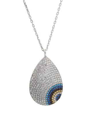 Evil Eye Halskette, Sterling Silber Evil Eye Träne Tropfen Halskette, gute Energie, Glück