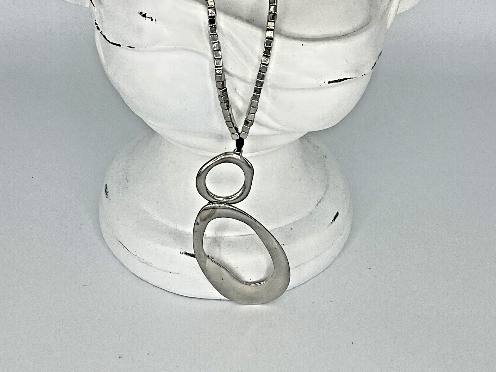 Vintage C1946 Geometric Statement Silver Necklace - image 2