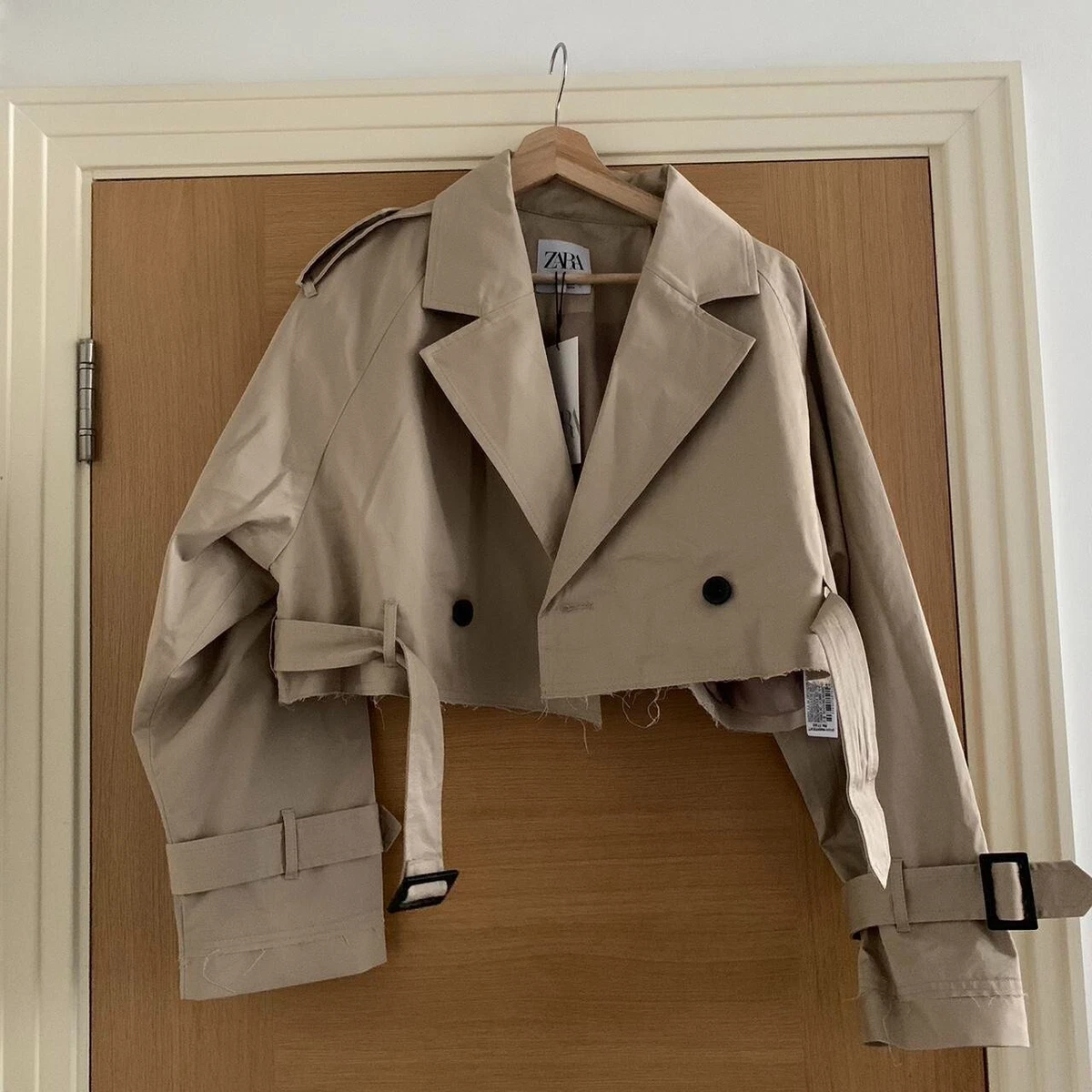 Zara oversize cropped trench coat beige Zara viral jacket size L