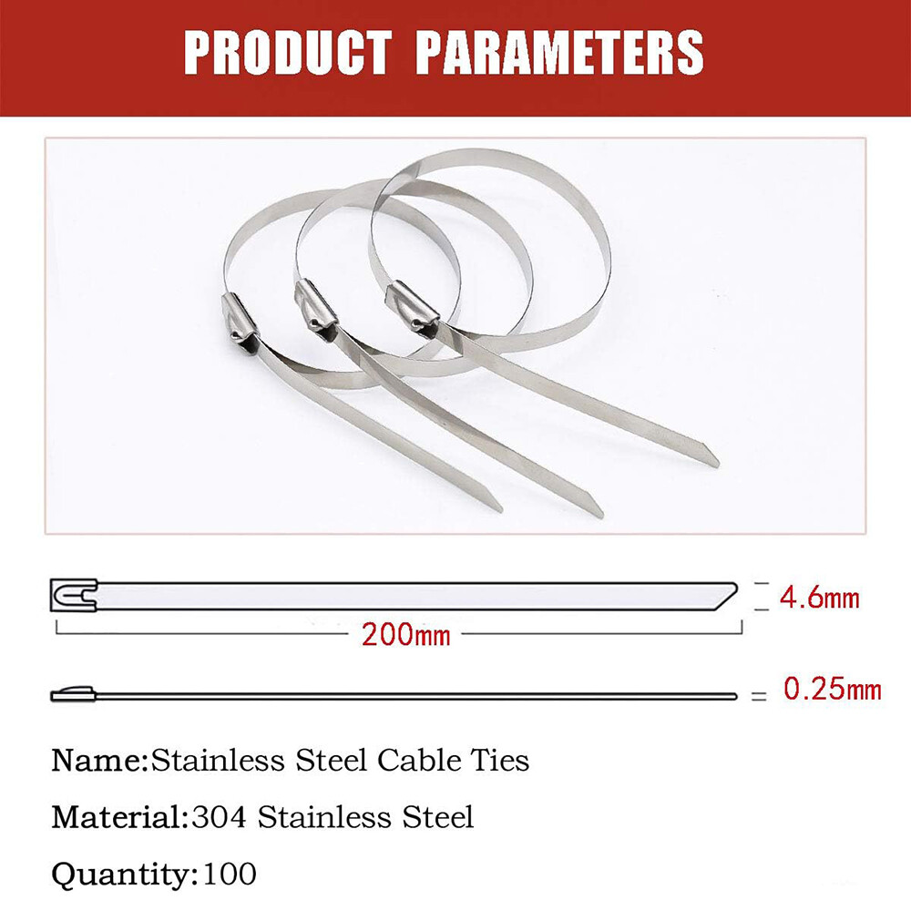Stainless Steel Cable Ties SS304 Marine Grade Zip Strap Locking Wrap