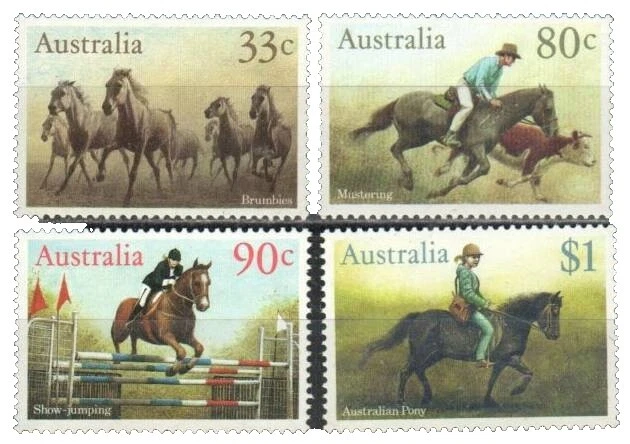 En excelente estado nunca abisagrado/estampillada sin montar o nunca montada caballos estampillas australianas