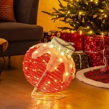 Outdoor Christmas Lantern, Pop-Up Lighted Festive Ball w/ 80 LED Lights