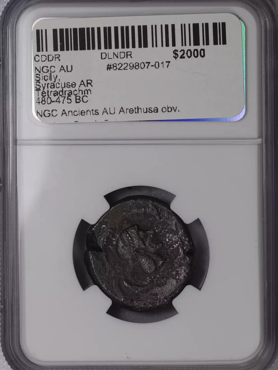 NGC AU Sicily, Syracuse AR Tetradrachm 480-475 BC Arethusa