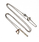 925 10k rose gold .06ct SI2 H diamond bar with heart pendant necklace 2.6g 18" — photo 3