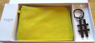 Fossil Brenna Wristlet & Key Ring Set- bright yellow-hash tag on Key Ring
