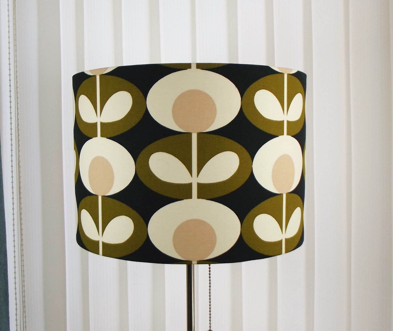 Orla Kiely Lampshade Handmade In Oval Flower Seagrass Fabric eBay