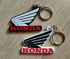 2 HONDA Wing Rubber white Black Keychain Keyring Bike Car Collectible Gift New