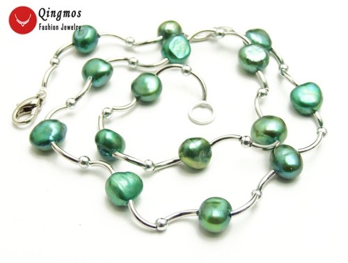 8-9mm Baroque Natural White Pearl Necklace for Women Elbow Floating Chokers 17'' - Picture 30 of 40