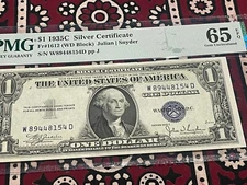 PMG 💎Gem Unc 65 EPQ💎 $1 1935-C Silver Certificate Fr#1612