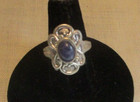 Faux Lapis Ring Silvertone Metal Vintage Size 6 1/4 — photo 3