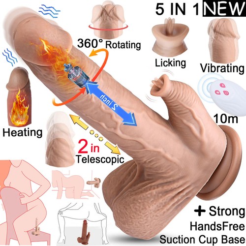 Remote Thrusting Dildo Vibrator G-Spot Clit-Licking Realistic Sex Toys for-Women - Picture 2 of 10