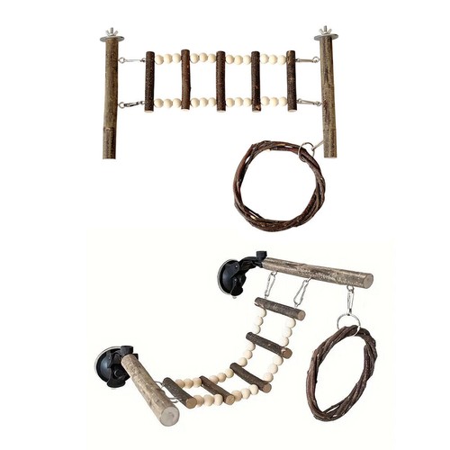 Wooden Parrot Climbing Ladder Swing Toy for Bird Cage Play Accessories and Chew - Picture 10 of 16