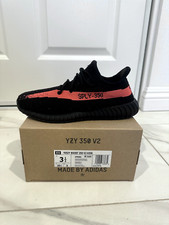 NEW Adidas YEEZY BOOST 350 V2 CORE BLACK RED Size 3.5Y Kids HP6591