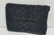 Vintage Bon Soir Black Italian Beaded Evening Handbag Purse Clutch Hong Kong