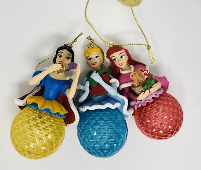 Bradford Ex Princess Sparkling Dreams Ornaments Snow White, Ariel & Cinderella
