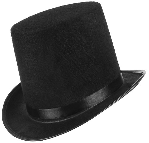 Mens Black Top Hat Felt Topper Slash 