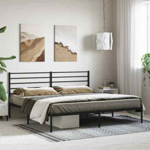 Metal Bed Frame with Headboard Black 180x2006FTKing Q8R6