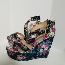 Women's Aldo High Platform Wedge Floral Sandal Sz 41/ 10