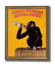 Monkey Liquor Drink Vintage Poster Ad Wall Picture Gold Framed Art Print