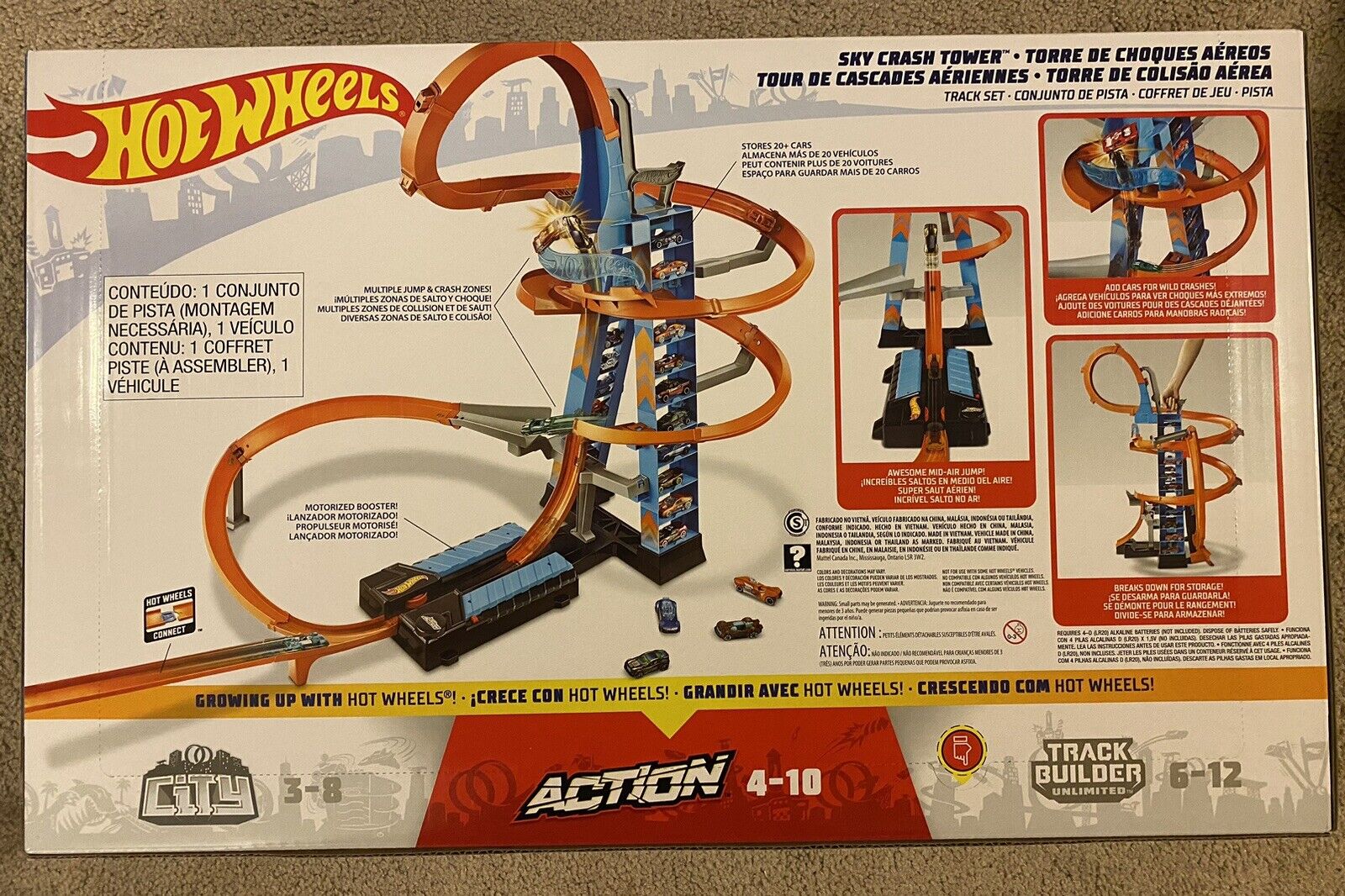 Hot Wheels Sky Crash Tower Track Set, 2.5 ft High w/ Motorized Booster & 1 Hot  Wheels Vehicle - Sawesome Toys