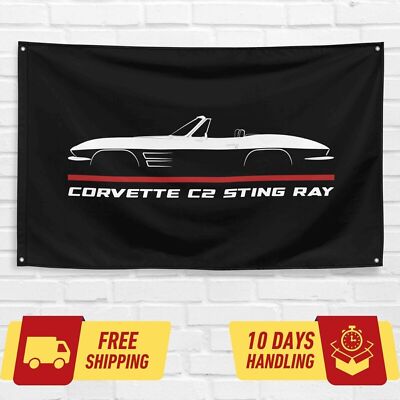 For Chevrolet Corvette C2 Sting Ray 1963-1964 Enthusiast 3x5 ft Flag Banner Gift