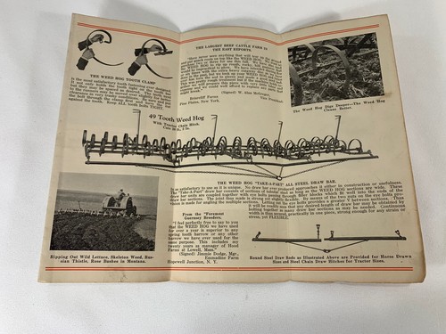 Folleto DE COLECCIÓN WEED HOG Plegable Rock Island ILL Plow Co Grada Publicitaria - Imagen 3 de 10