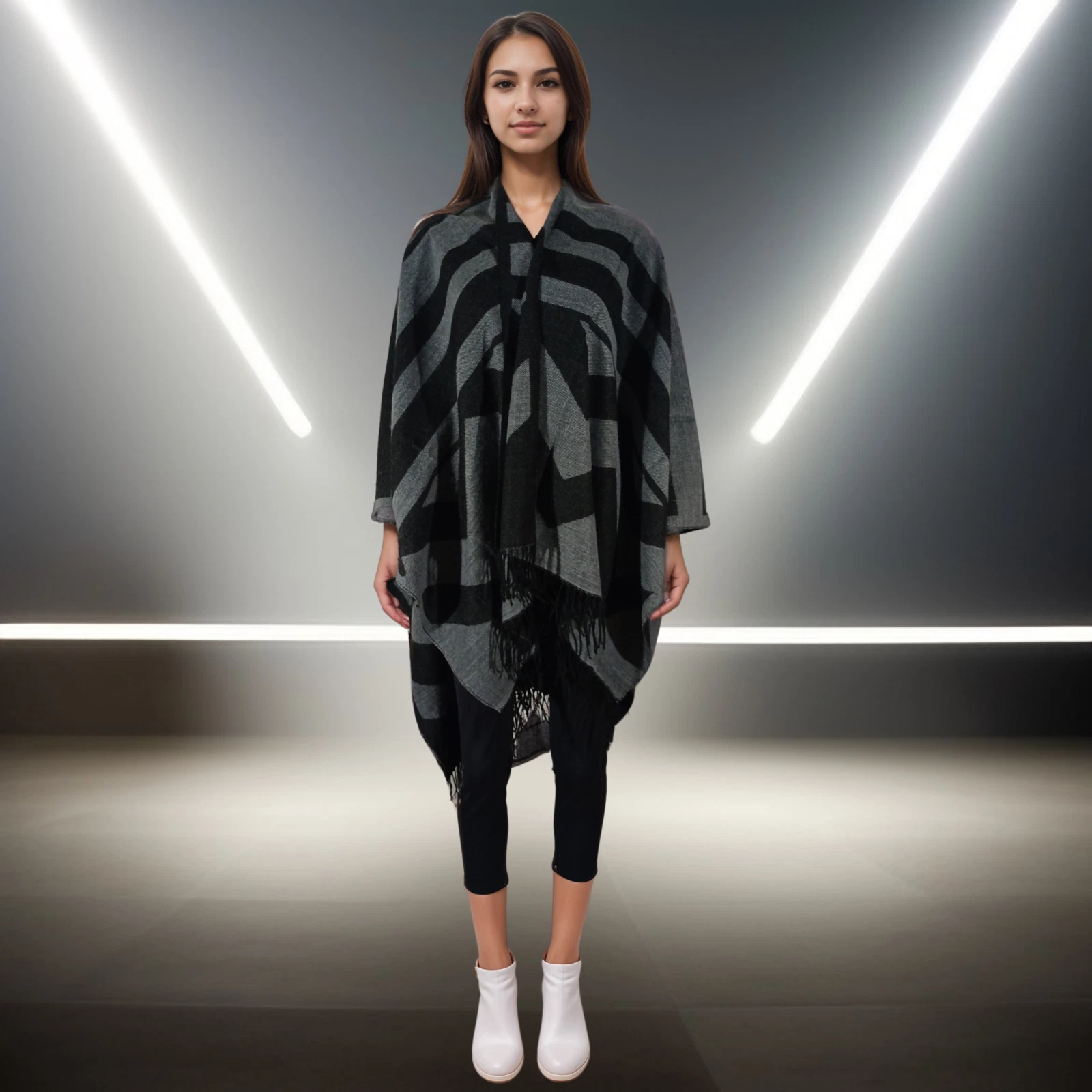 Winter Women's Poncho - Turkish Authentic Patterned