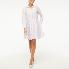 J Crew BF857 NWT Size 10 Fun Trendy Collared Multi-Color Stripe Mini Shirtdress