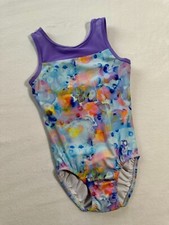 PLUM PracticeWear LEOTARD Gymnastics Dance WATERCOLOR MERMAID Purple GK Mesh AXS