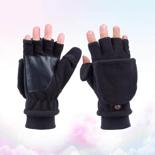 Fleece Flap Gloves Man Student Adult Thicken for Riding Double Layers - Picture 3 of 12