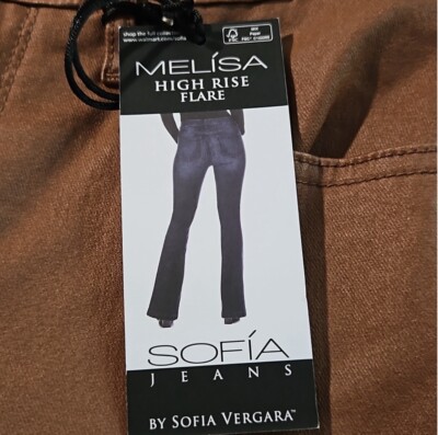 Sofia Jeans Women's Melisa Flare High Rise Coated Pants, 33.5'' Inseam Sz 16 NEW