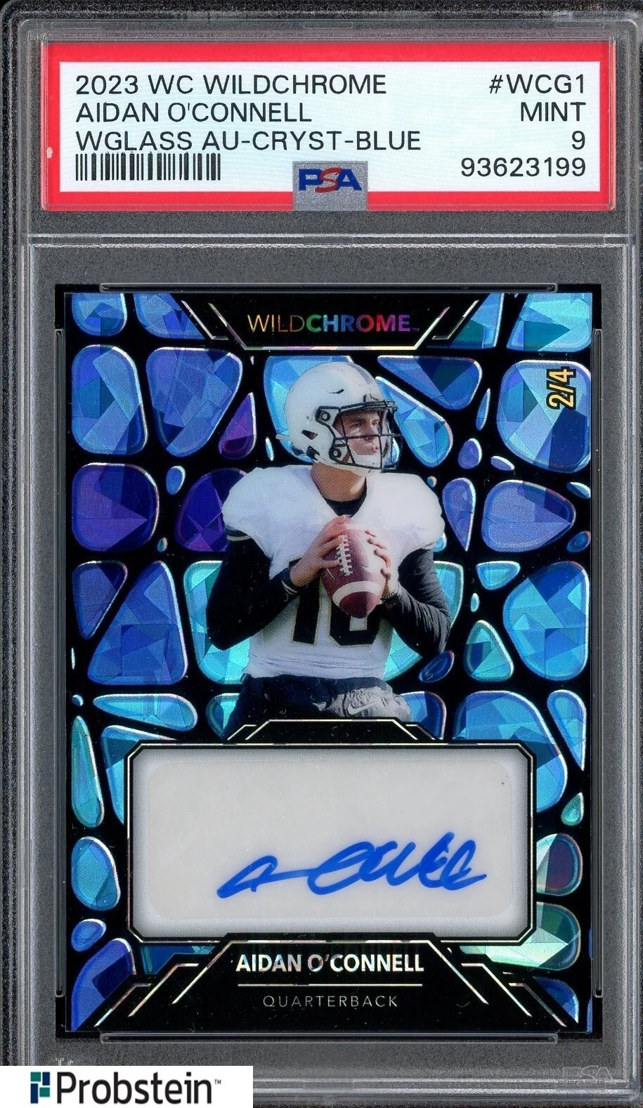 Aidan O'Connell Wild Card Wildchrome Draft Wildglass Autographs #WCG1 Crystal Holographic-Blue