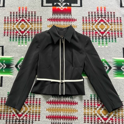 Vintage Manigance Paris Full Zip Jacket Belted Women s Size Small Black EUC C4