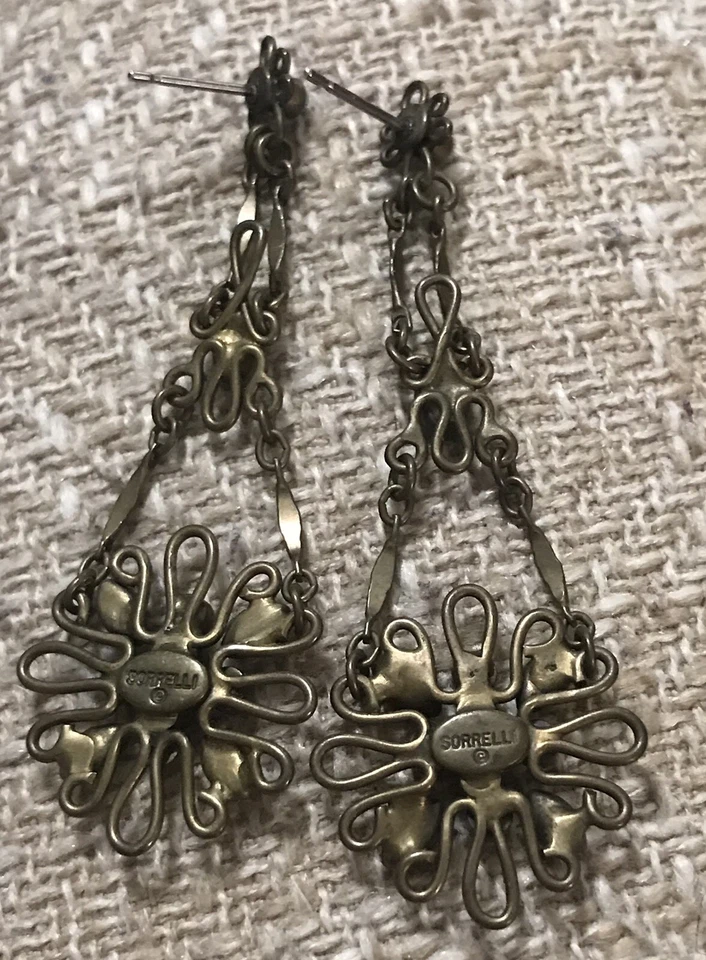 Pendientes Araña Vintage Moda Sorrelli Azul Rosa Pálido Cristal Tono Dorado Foto 2 de 2