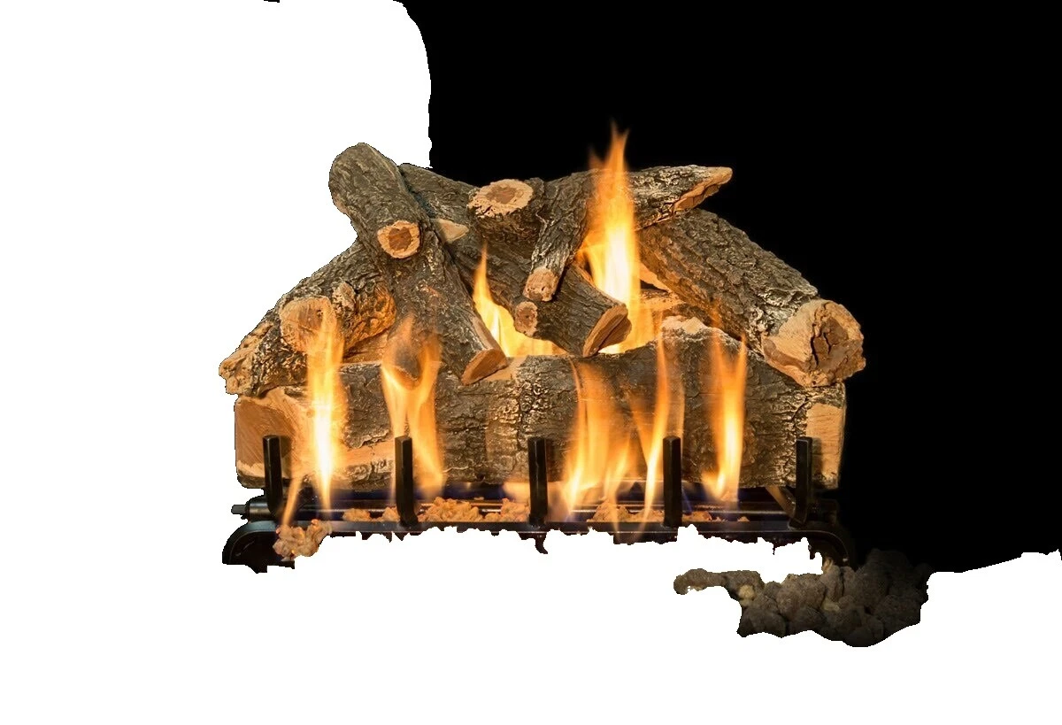 Los registros de decorativos de roble, piedra y vidrio