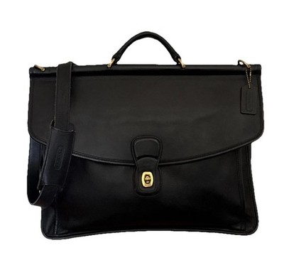 バッグ Coach Beekman Leather Briefcase 5266 Coach Beekman Turnlock Leather Briefcase Messenger Black Brass