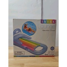 Intex King Kool Lounge Floating Swimming Pool Lounger with Headrest Cupholder