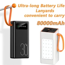 80000mAh Power Bank Fast Charger Large Capacity Portable Mobile External Battery